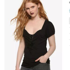 Hot Topic Black Lace-Up Women's Top XS